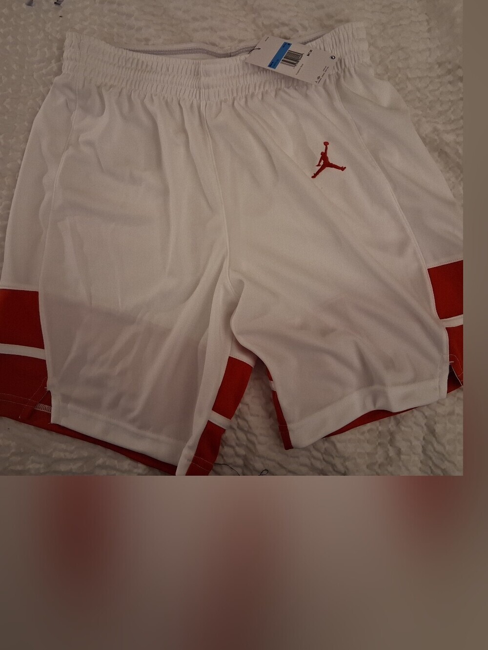 Jordan White Athletic Shorts with Red Jumpman